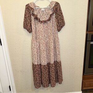 Calista Large Floral Prairie Boho CottageCore Victorian Peasant Maxi Fall Dress